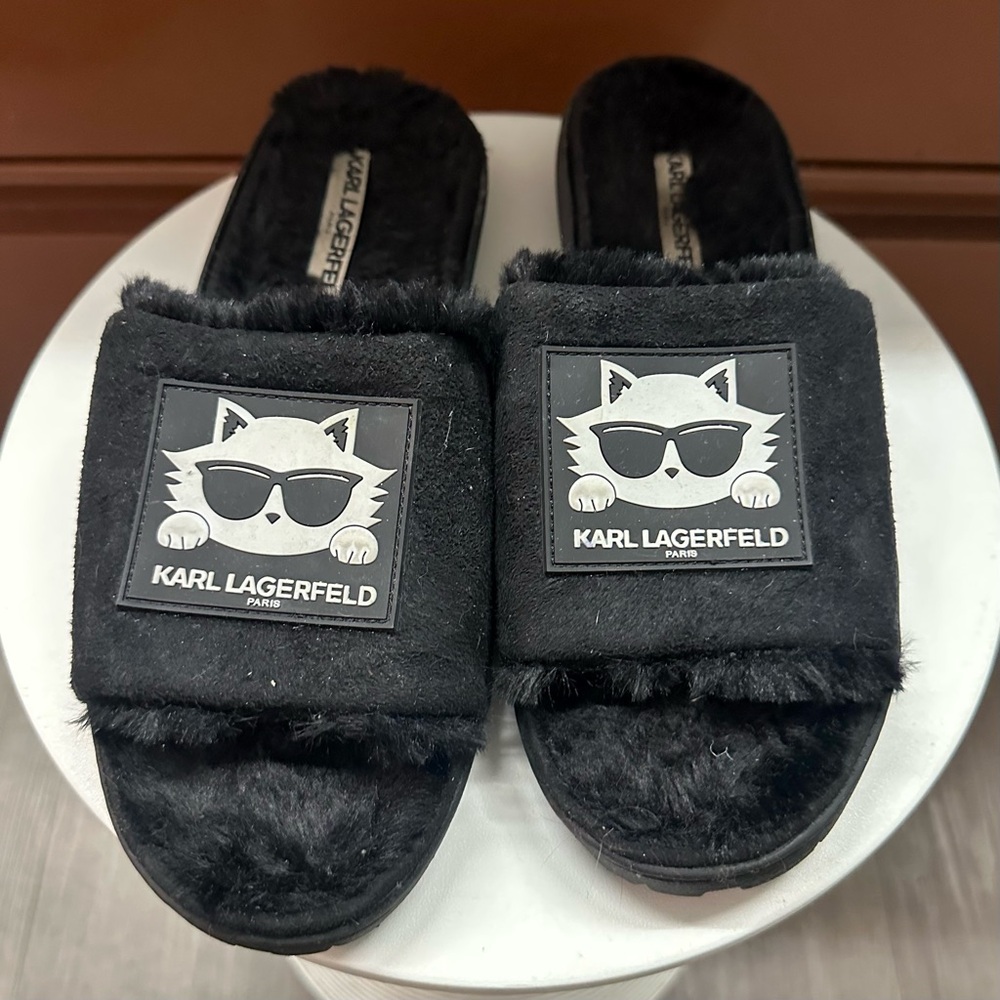Karl Lagerfeld Black Cat Slippers
